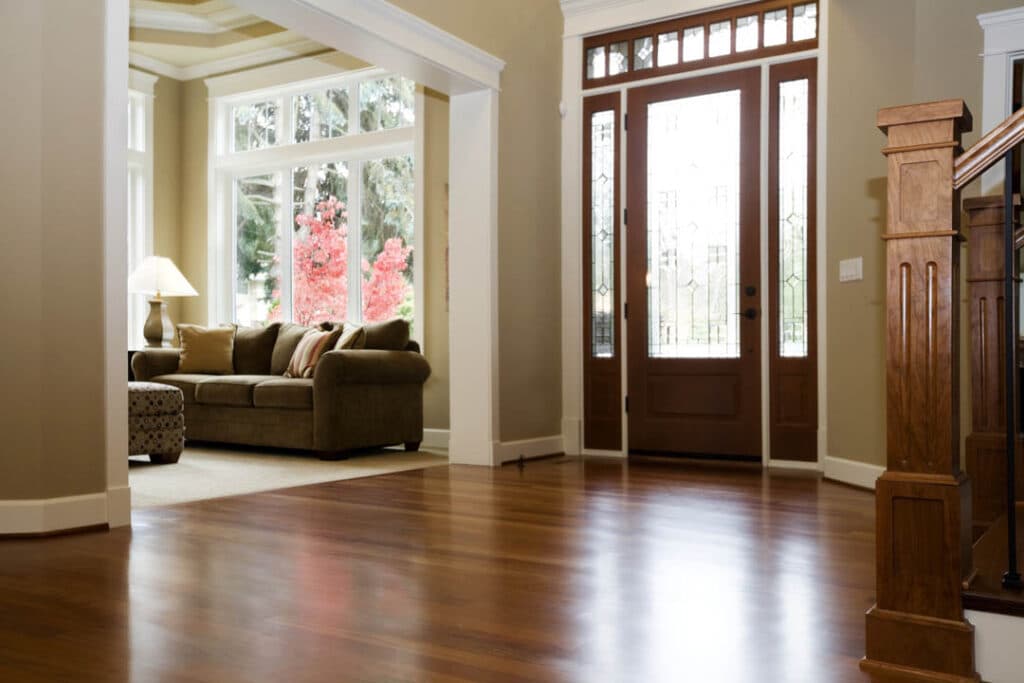 modern elegant residential wooden framed glass door and window