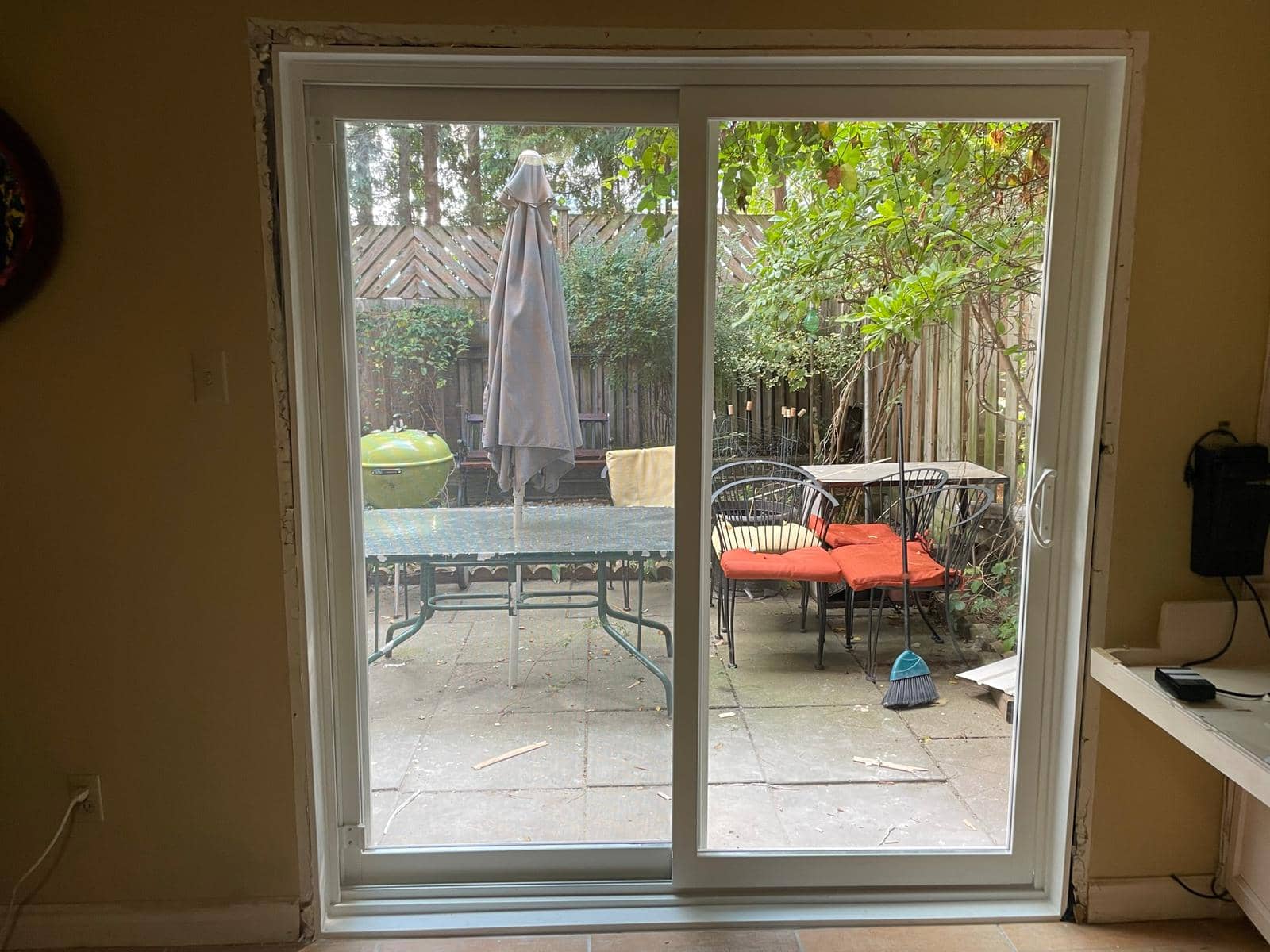 Residential sliding glass door.