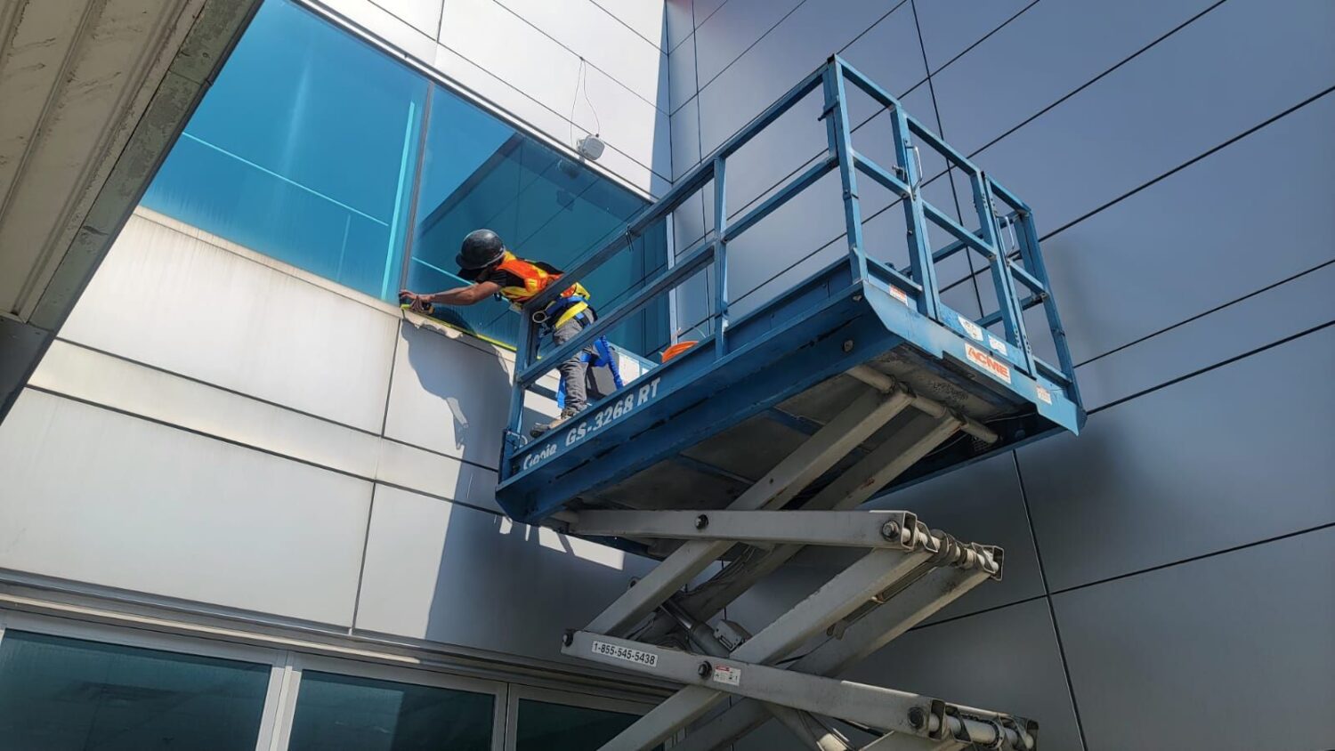 Planned glass maintenance for an office building
